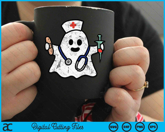 Enfermera fantasma exfoliante disfraz de Halloween para enfermeras SVG PNG archivos de corte digital Enfermera fantasma exfoliante disfraz de Halloween para enfermeras SVG PNG archivos de corte digital