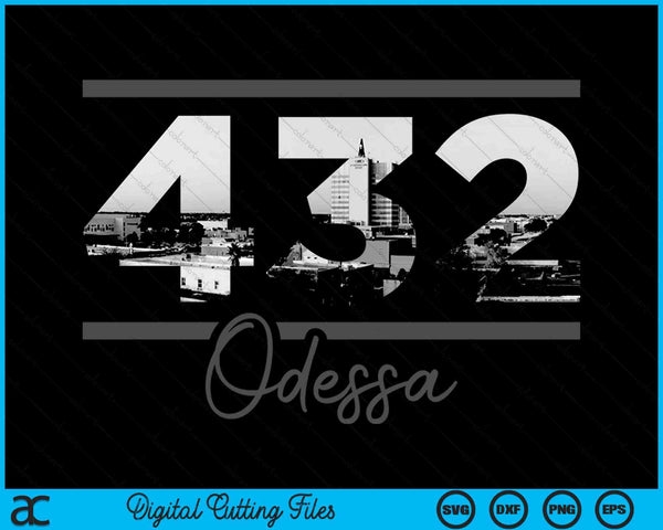 Odessa 432 Area Code Skyline Texas Vintage SVG PNG Digital Cutting Files