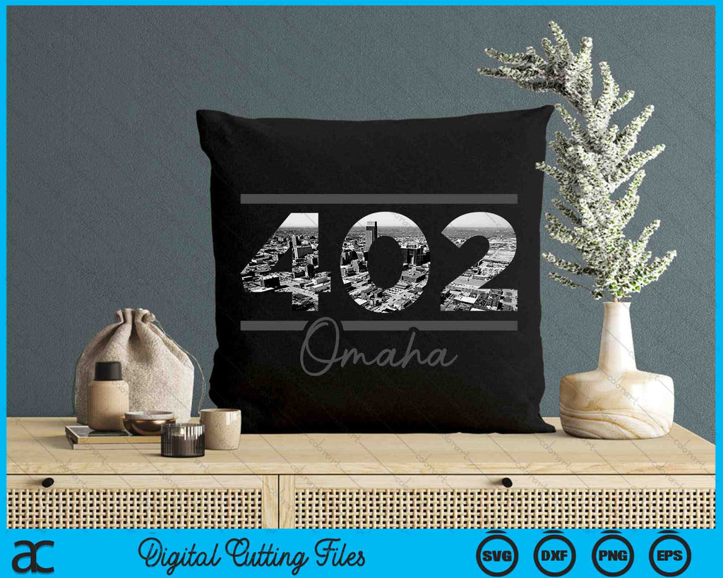 Omaha 402 Area Code Skyline Nebraska Vintage SVG Digital Cutting Files
