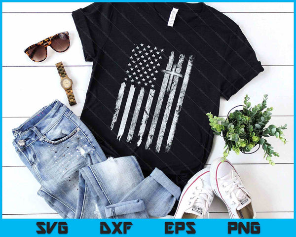 On Back American Flag Cross Us Christian Patriotic SVG PNG Digital Printable Files