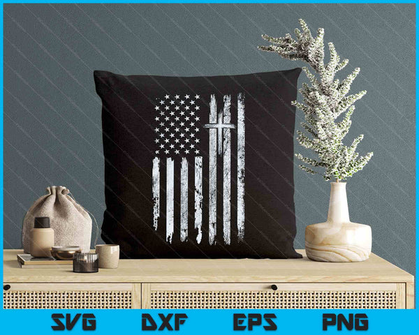 On Back American Flag Cross Us Christian Patriotic SVG PNG Digital Printable Files