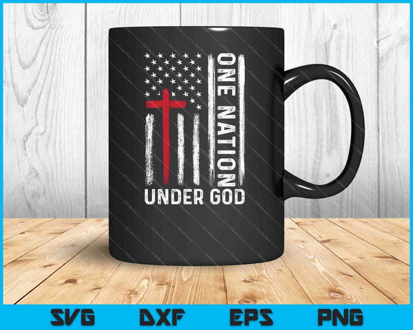 One Nation Under God American Flag Patriotic Christian SVG PNG Cutting Printable Files