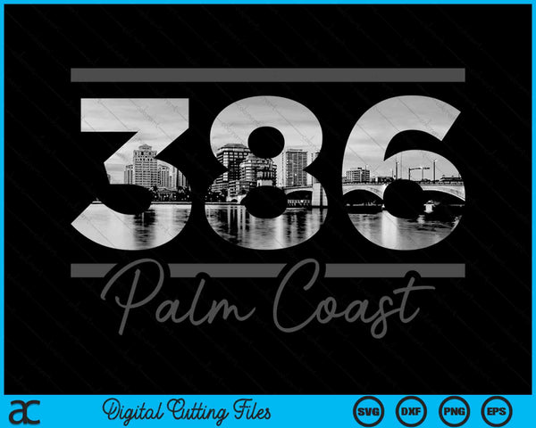 Palm Coast 386 Area Code Skyline Florida Vintage SVG PNG Digital Cutting Files