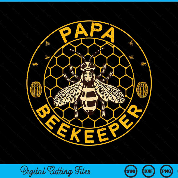 Papa Beekeeper, Bee Whisperer Distressed Retro Style SVG PNG Digital Cutting Files