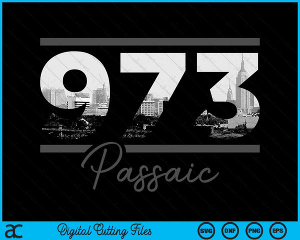 Passaic 973 Area Code Skyline New Jersey Vintage SVG PNG Digital Cutting Files