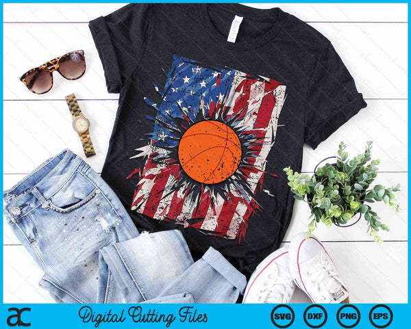 Patriotic Basketball 4th Of July USA American Flag SVG PNG Digital Cutting Files