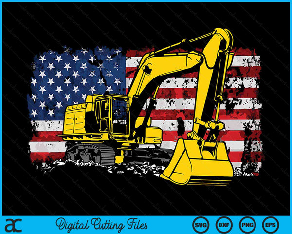 Patriotic Construction Worker Excavator Operator Digger Cool SVG PNG Cutting Printable Files