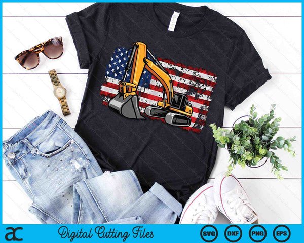 Patriotic Construction Worker Excavator Operator Digger Cool SVG PNG Digital Printable Files