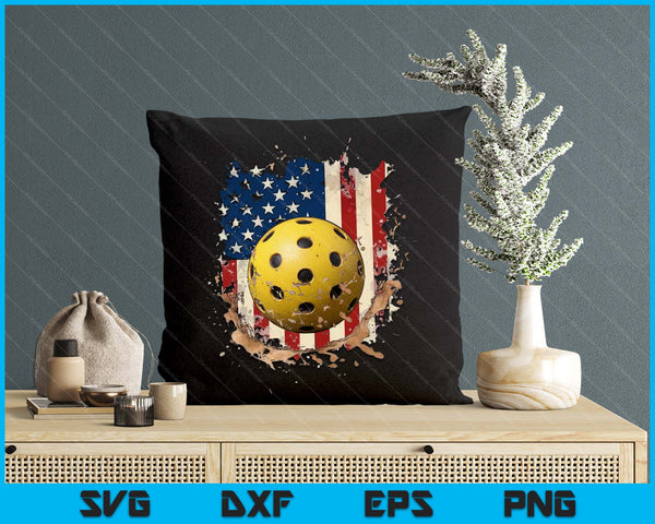 Patriotic Pickleball 4th Of July Men USA American Flag Boys SVG PNG Digital Printable Files