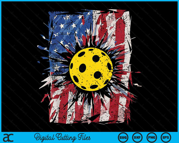 Patriotic Pickleball 4th Of July USA American Flag SVG PNG Digital Cutting Files
