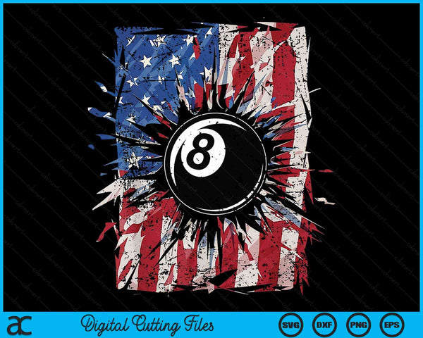 Patriotic Pool Ball 4th Of July USA American Flag SVG PNG Digital Cutting Files