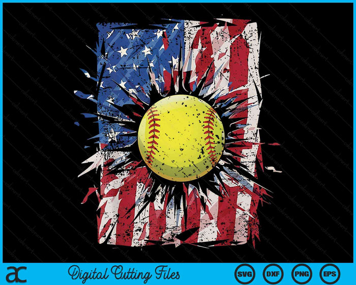 Patriotic Softball 4th Of July USA American Flag SVG PNG Digital Cutting Files Patriotic Softball 4th Of July USA American Flag SVG PNG Digital Cutting Files