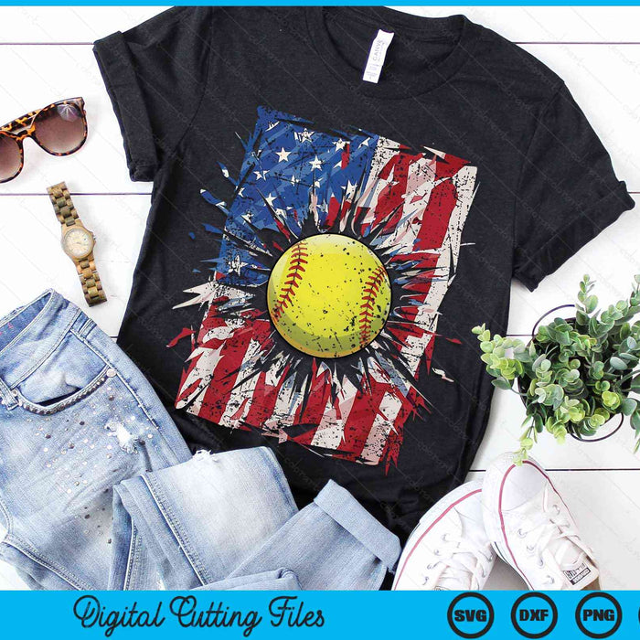 Patriotic Softball 4th Of July USA American Flag SVG PNG Digital Cutting Files Patriotic Softball 4th Of July USA American Flag SVG PNG Digital Cutting Files