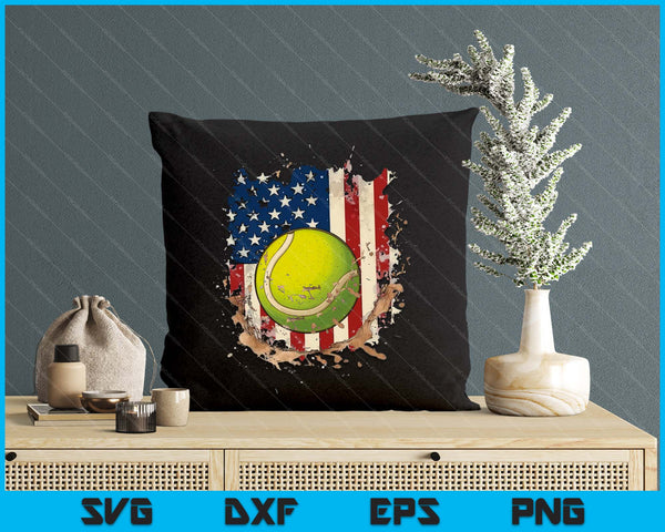 Patriotic Tennis 4th Of July Men USA American Flag SVG PNG Digital Printable Files
