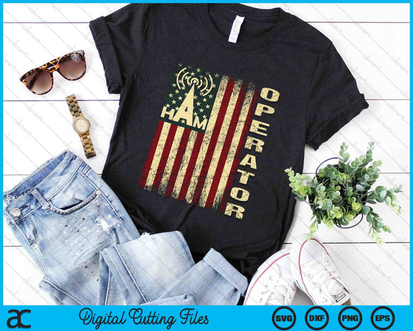 Patriotic USA Flag Ham Radio Amateur Radio Operator SVG PNG Digital Printable Files