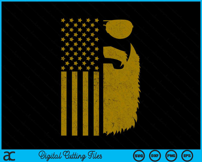 Patriotic US Flag Beard And Sunglasse SVG PNG Digital Cutting Files