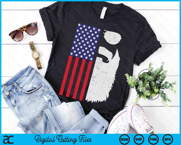 Patriotic US Flag Beard And Sunglasses For Men With Beards SVG PNG Digital Cutting Files