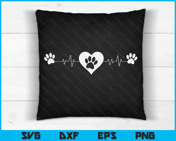 Paw Print Heartbeat Veterinarian Vet Tech Funny Pulse Gift SVG PNG Digital Cutting Files