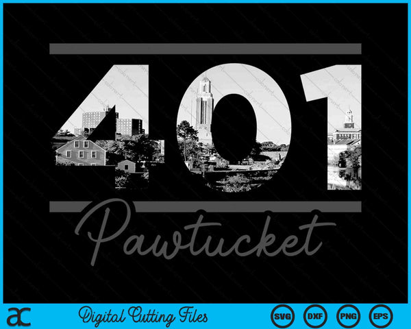 Pawtucket 401 Area Code Skyline Rhode Island Vintage SVG PNG Digital Cutting Files