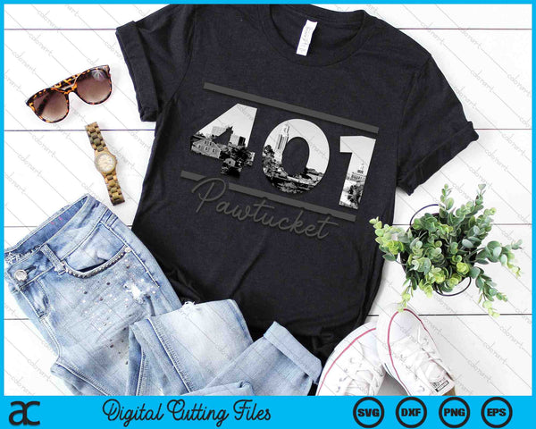 Pawtucket 401 Area Code Skyline Rhode Island Vintage SVG PNG Digital Cutting Files