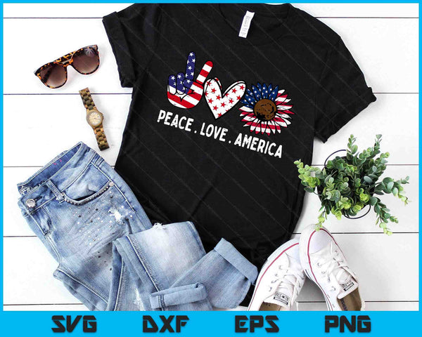 Peace Love America US Flag Fourth Womens 4th Of July Patriot SVG PNG Digital Printable Files