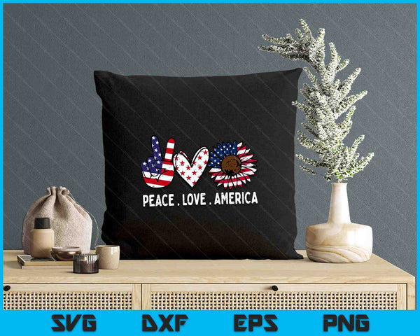Peace Love America US Flag Fourth Womens 4th Of July Patriot SVG PNG Digital Printable Files