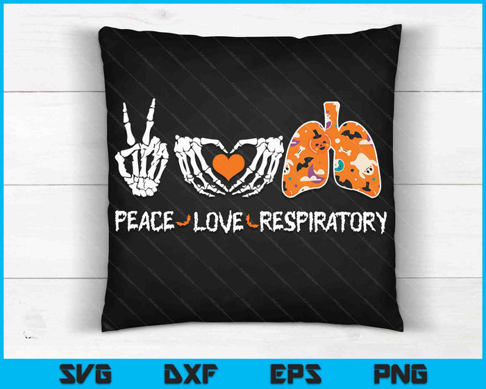 Peace Love Respiratory Therapist Skeleton Halloween SVG PNG Digital Cutting Files