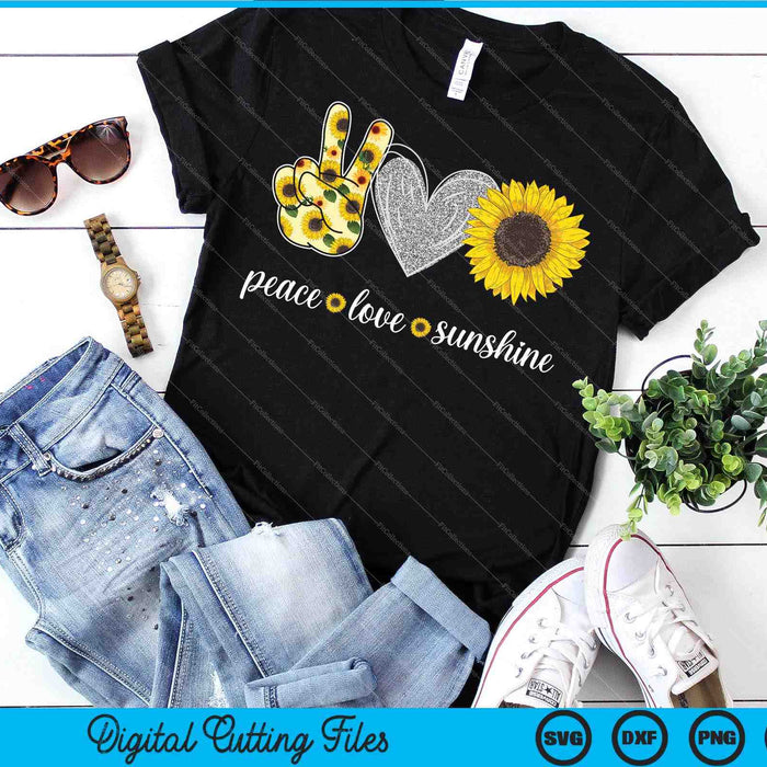 Peace Love Sunshine Sunflower Hippie SVG PNG Digital Cutting Files