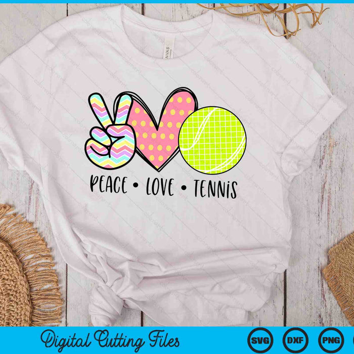 Peace Love Tennis Cute Design SVG PNG Digital Cutting Files