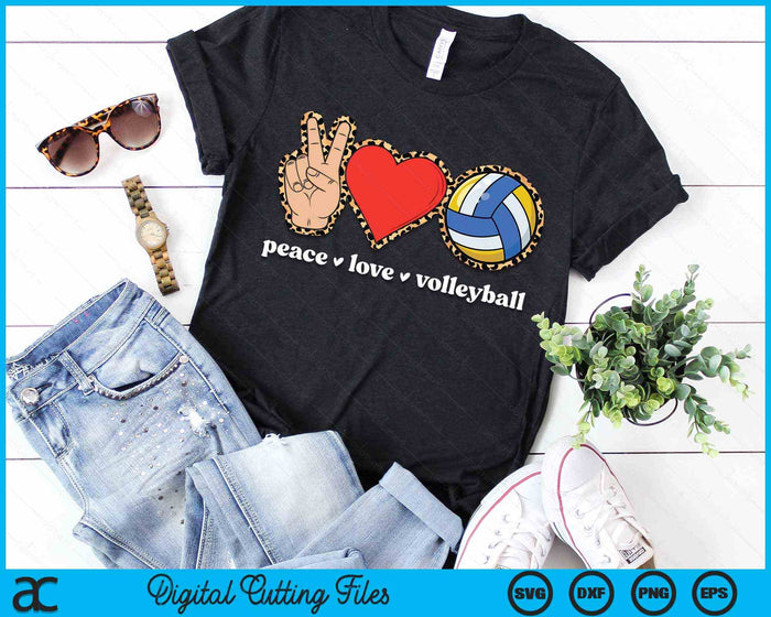 Peace Love Volleyball Cute Volleyball Lover Leopard Print SVG PNG Digital Cutting Files Peace Love Volleyball Cute Volleyball Lover Leopard Print SVG PNG Digital Cutting Files