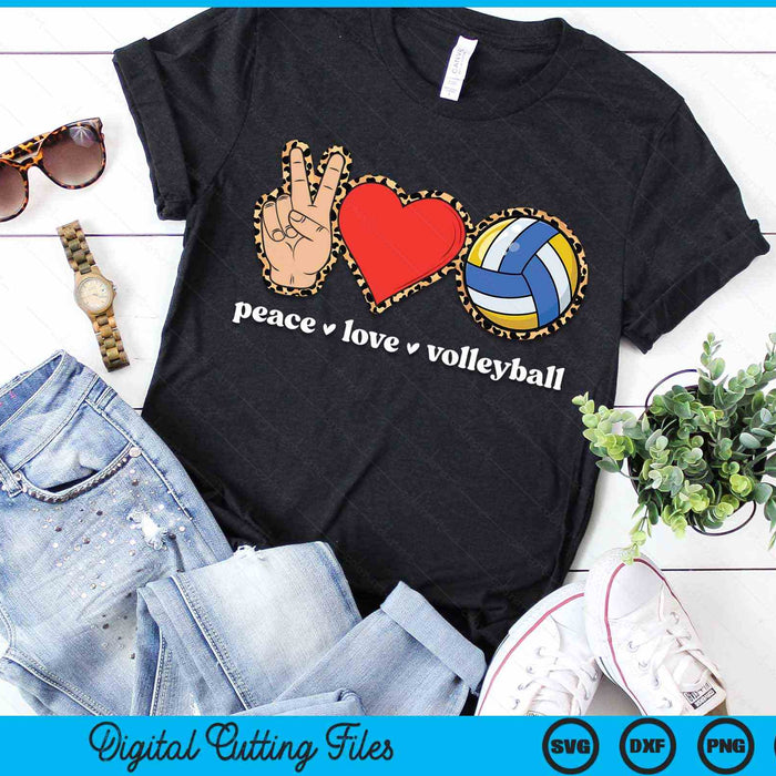 Peace Love Volleyball Cute Volleyball Lover Leopard Print SVG PNG Digital Cutting Files Peace Love Volleyball Cute Volleyball Lover Leopard Print SVG PNG Digital Cutting Files