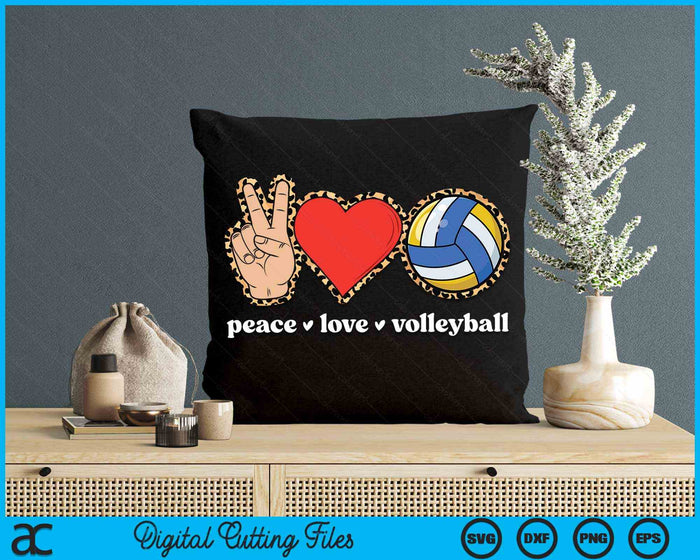 Peace Love Volleyball Cute Volleyball Lover Leopard Print SVG PNG Digital Cutting Files Peace Love Volleyball Cute Volleyball Lover Leopard Print SVG PNG Digital Cutting Files
