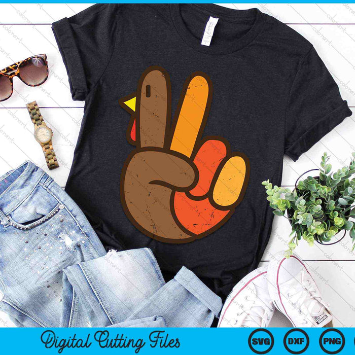 Peace Sign Turkey Hand Cool Thanksgiving Hippie SVG PNG Digital Cutting Files