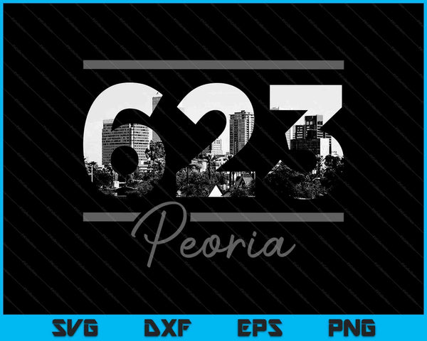 Peoria 623 Código de área Skyline Arizona Vintage SVG PNG Cortar archivos imprimibles