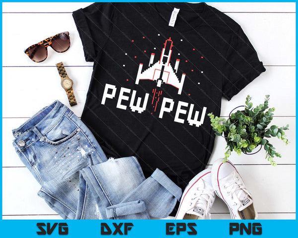 Pew Pew Gamer Vintage 80's 90's Arcade Gaming Lover SVG PNG Digital Printable Files