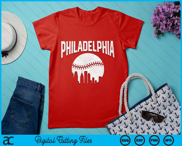 Philadelphia City California Baseball Skyline Vintage Souvenir SVG PNG Digital Printable Files