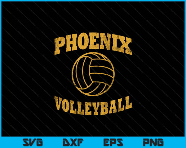 Phoenix Volleyball Classic Vintage Distressed SVG PNG Digital Cutting Files