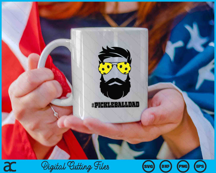 Pickleball Dad With Beard And Cool Sunglasses SVG PNG Digital Printable Files