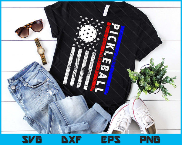 Pickleball Lovers 4th of July American Flag Pickle Ball USA SVG PNG Digital Printable Files