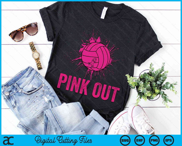 Pink Out Breast Cancer Awareness Volleyball Breast Cancer SVG PNG Digital Cutting Files