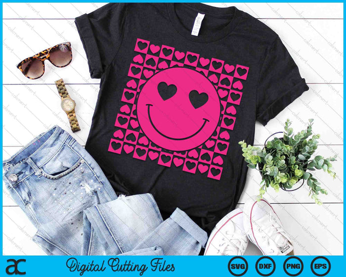 Pink Smile Face Heart Eyes Groovy Heart Valentine's Day SVG PNG Digital Printable Files Pink Smile Face Heart Eyes Groovy Heart Valentine's Day SVG PNG Digital Printable Files