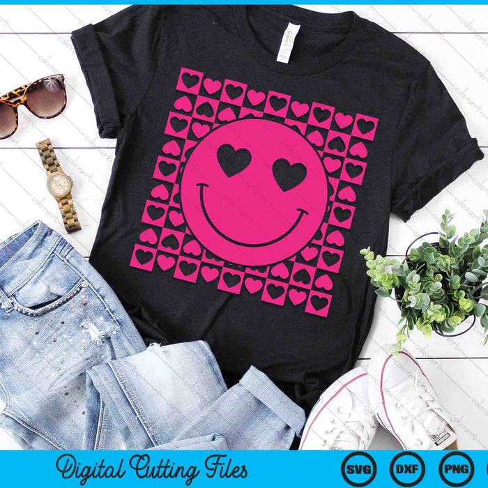 Pink Smile Face Heart Eyes Groovy Heart Valentine's Day SVG PNG Digital Printable Files Pink Smile Face Heart Eyes Groovy Heart Valentine's Day SVG PNG Digital Printable Files