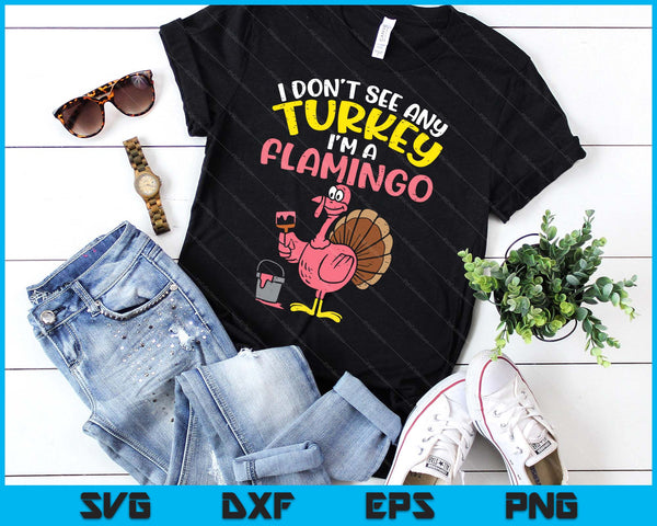 Pink Turkey Flamingo Funny Thanksgiving Animal Lover SVG PNG Digital Printable Files