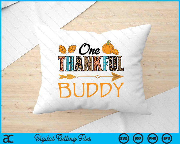 Plaid Leopard One Thankful Buddy Thanksgiving Fall SVG PNG Digital Printable Files