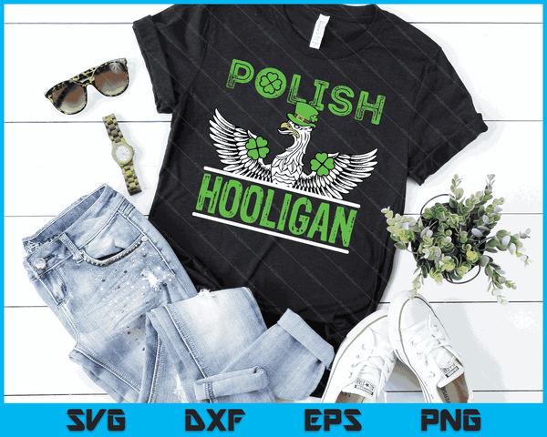 Polish Hooligan St. Patricks Day Eagle Shamrock Irish SVG PNG Digital Printable Files