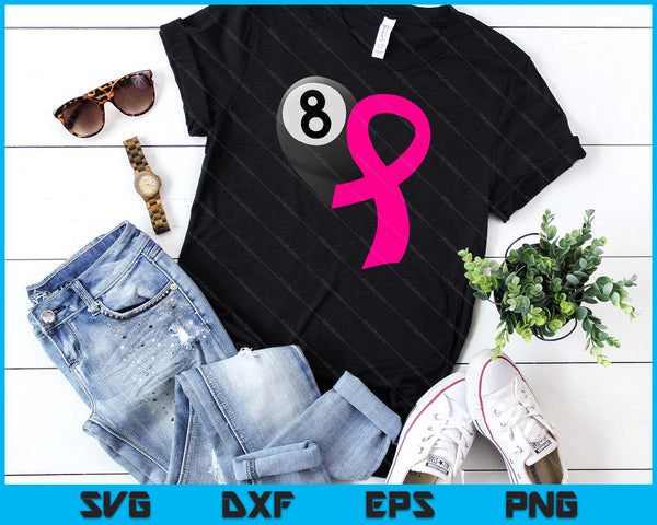 Pool Ball Pink Ribbon Heart Cool Breast Cancer Awareness Gifts SVG PNG Cutting Printable Files