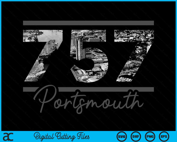 Portsmouth 757 Area Code Skyline Virginia Vintage SVG PNG Digital Cutting Files