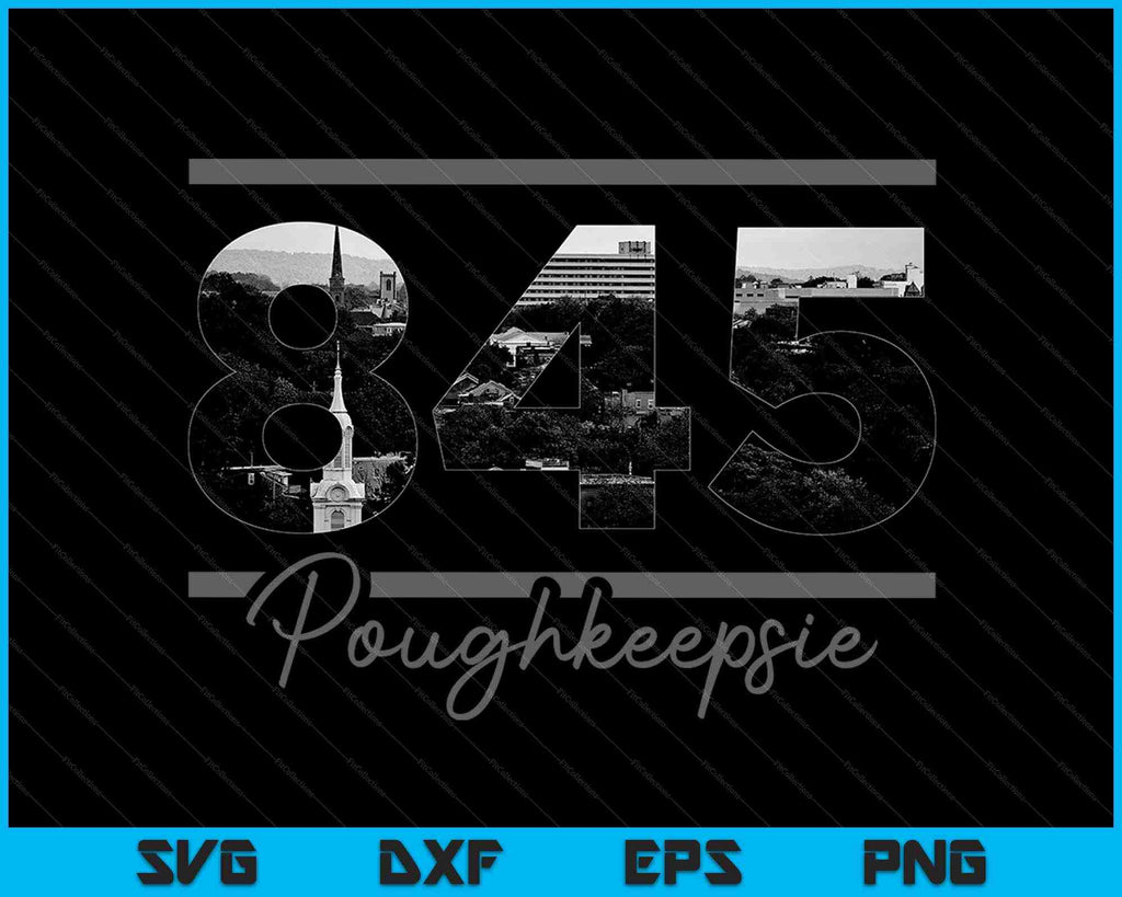 Poughkeepsie 845 Area Code Skyline New York State Vintage SVG PNG