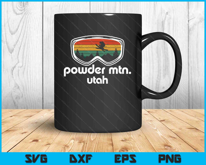 Powder Mountain Utah Ski Resort Skiing Retro Skier Gift Idea SVG PNG Digital Cutting Files