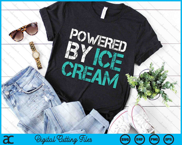 Powered By Ice Cream Funny Fitness SVG PNG Digital Cutting Files